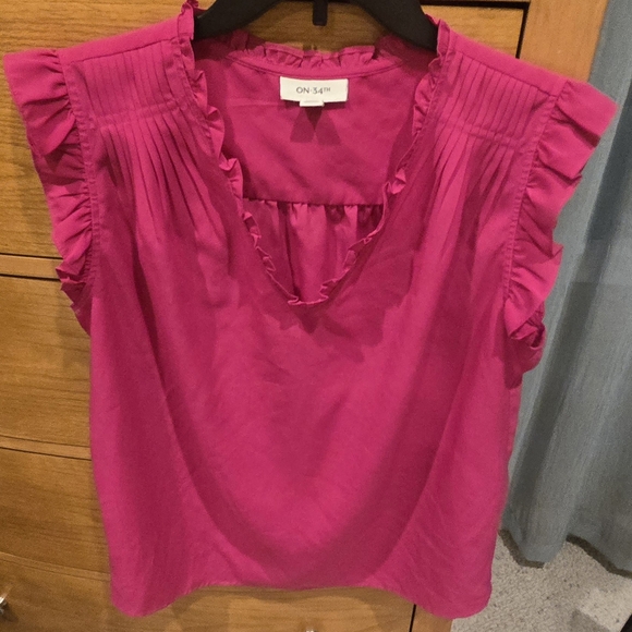 Tops - On 34th, Women's Ruffle Sleeve Pink Blouse, M